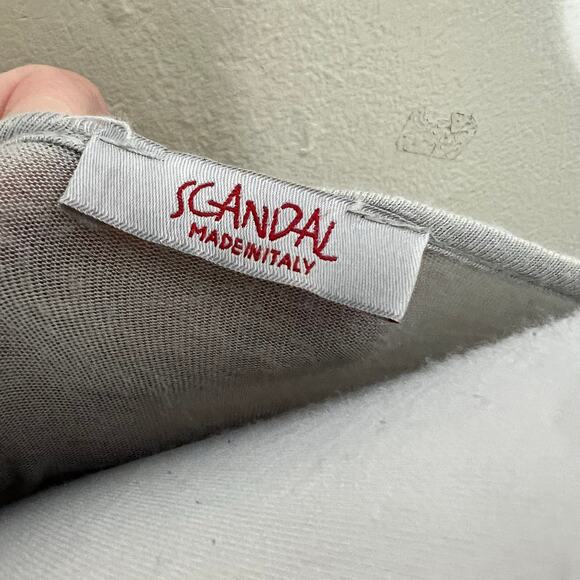 Scandal Made in Italy Tunic Top LARGE Gray Sequin Jersey Long Sleeve Scoop Neck - Picture 6 of 7